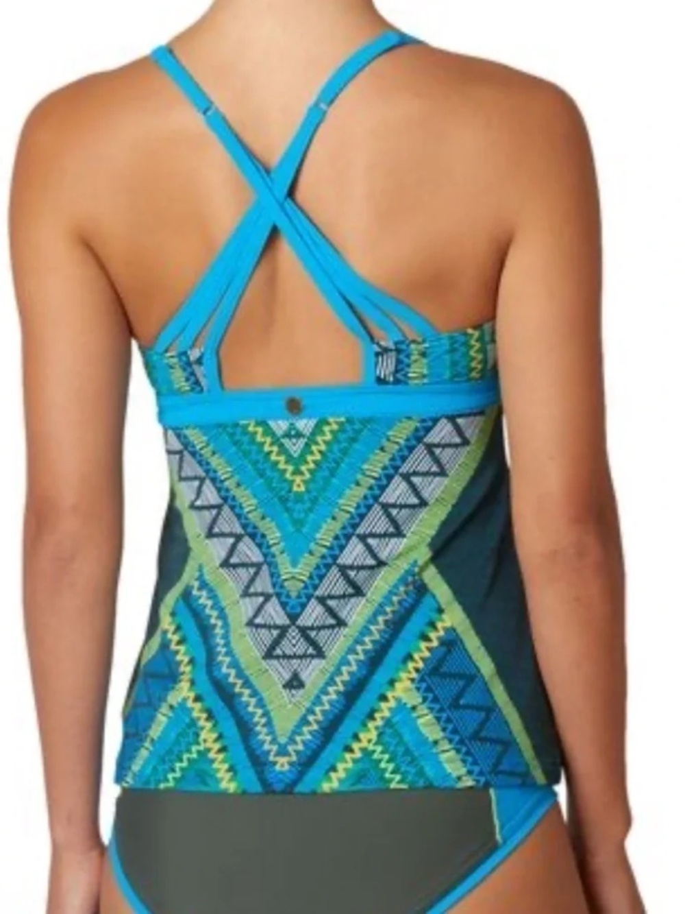 Prana Cyra Tankini Top in Vivid Blue Panama Swimsuit Top Size XS